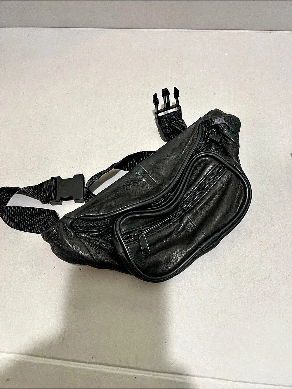 Black Leather Fanny Pack Waist Bag